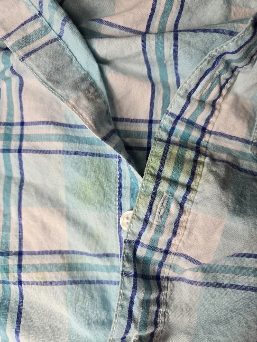 Gymboree Boys Blue and White Plaid Short Sleeve Buttondown Shirt Size Small 5-6